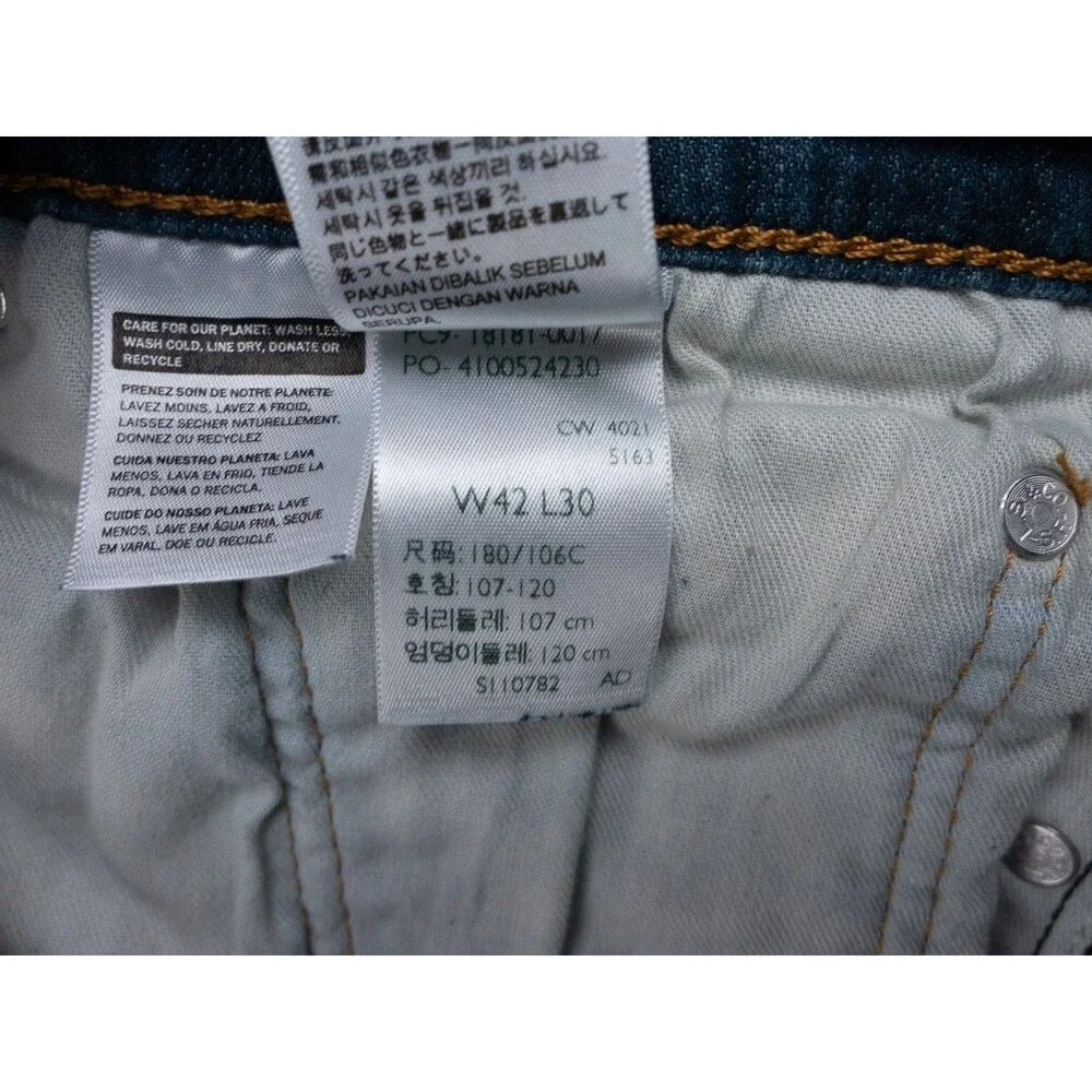 Levis 541 Jeans Mens 42x30 Actual 40x29 Blue Athletic Taper Stretch Distressed